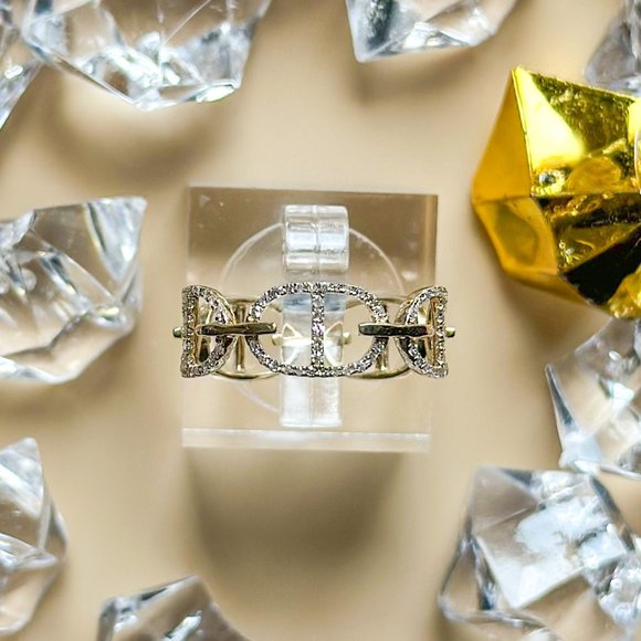 Diamond Link Designer Ring 14K Yellow Gold